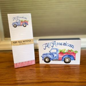Patriotic Farmhouse Strawberry Truck Sign & Patriotic Strawberry Truck Notepad